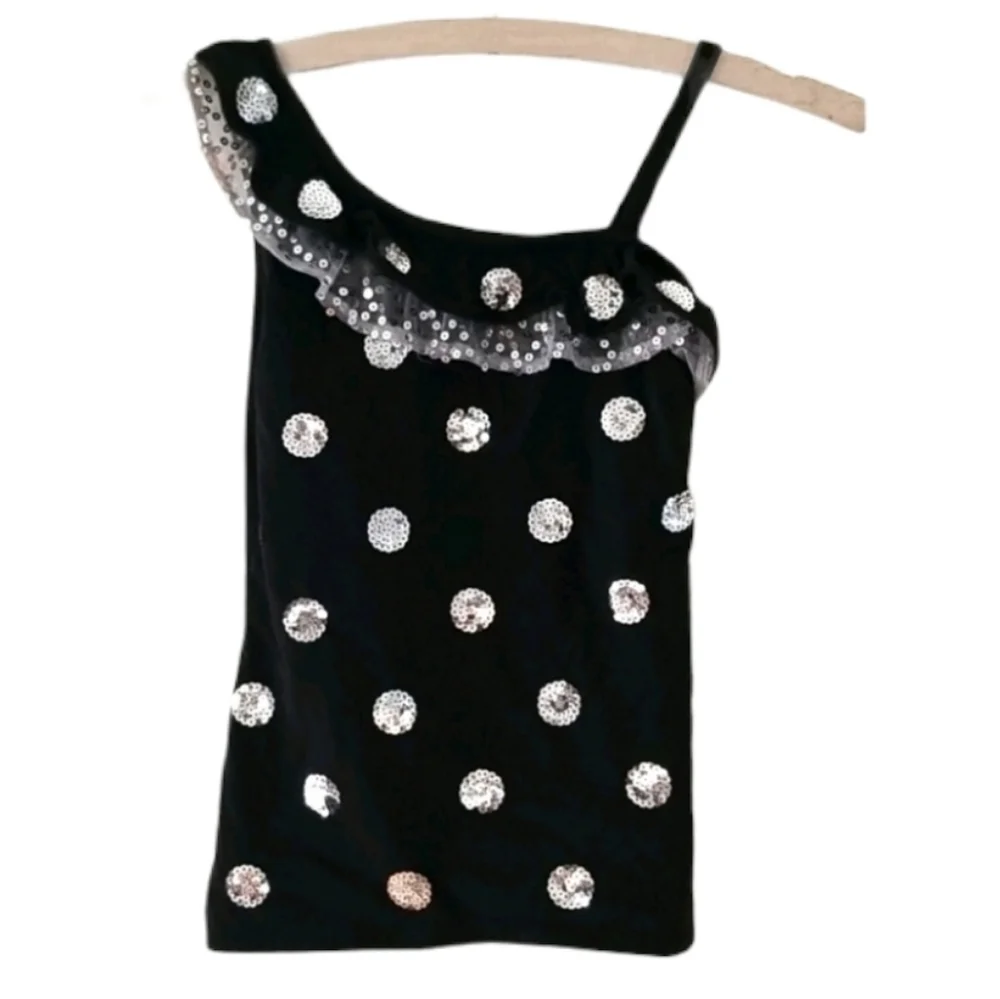 Justice Brand Girls Top Black & Silver sequins
